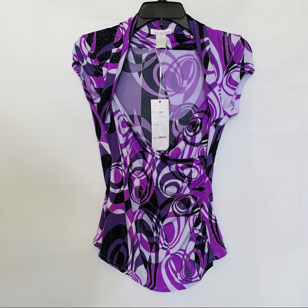 WR 9000 Purple abstract stretchy top